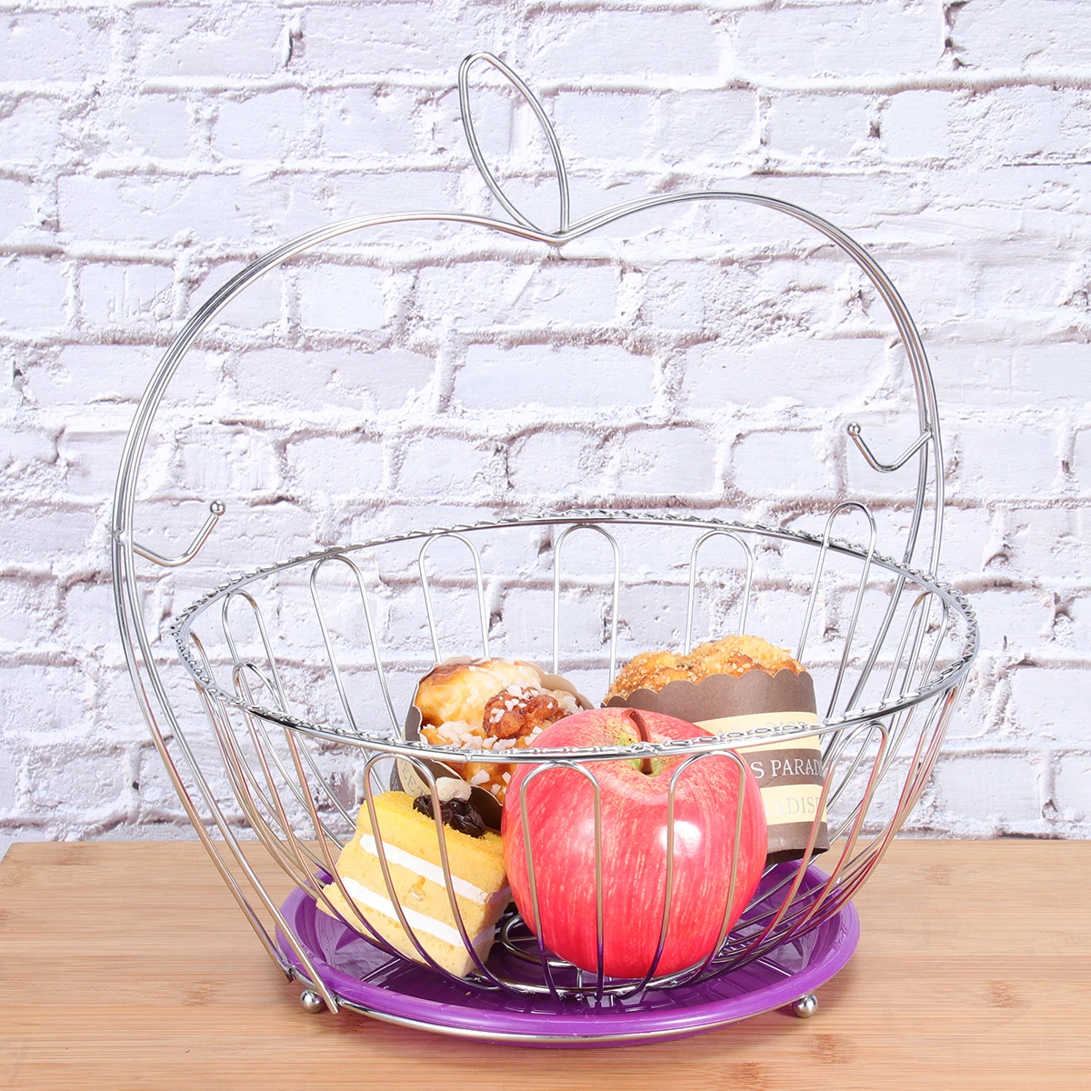 

Stainless Steel Fruit Basket Vegetable Storage Drain Baskets Candy Tray Apple Design Bedroom Multi Function