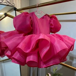 2026 Princess Dress with Bubble Sleeves Piano Girl Baby's First Birthday Dress Girl Dress