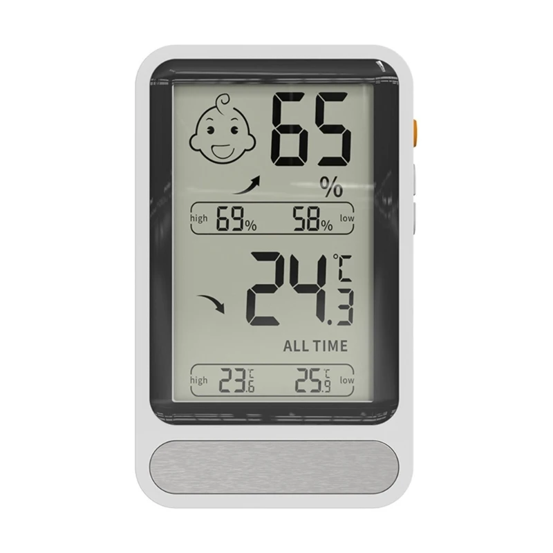 12PD Small Indoor Hygrometer Thermometers Backlit Display High Low Memory Function