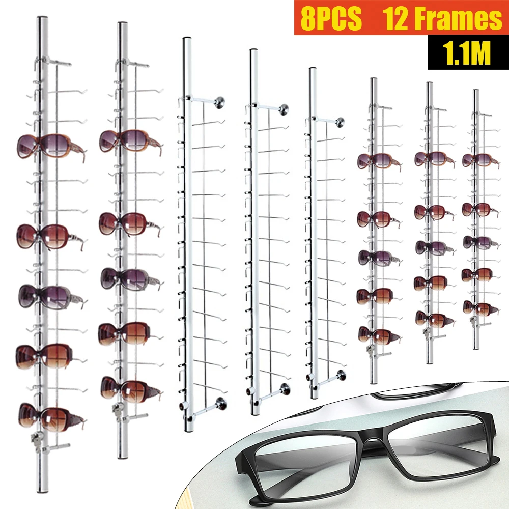 

8 Pcs Eyeglasses Display Rod, 12 Pairs Of Glasses Holder With Lock (1.1 m)