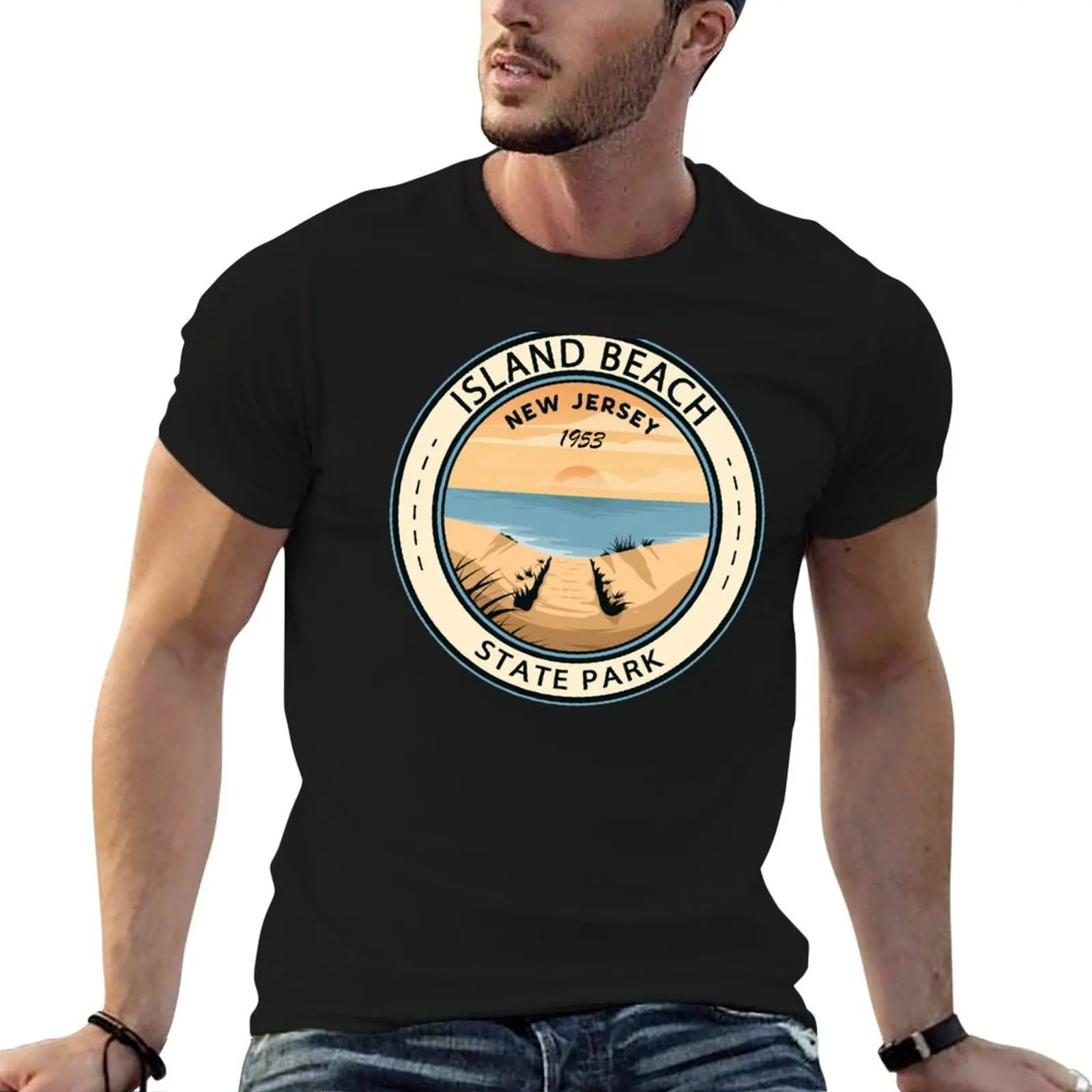 

Island Beach State Park New Jersey Badge T-Shirt anime t shirts oversize t shirts for man graphic funny T-Shirt