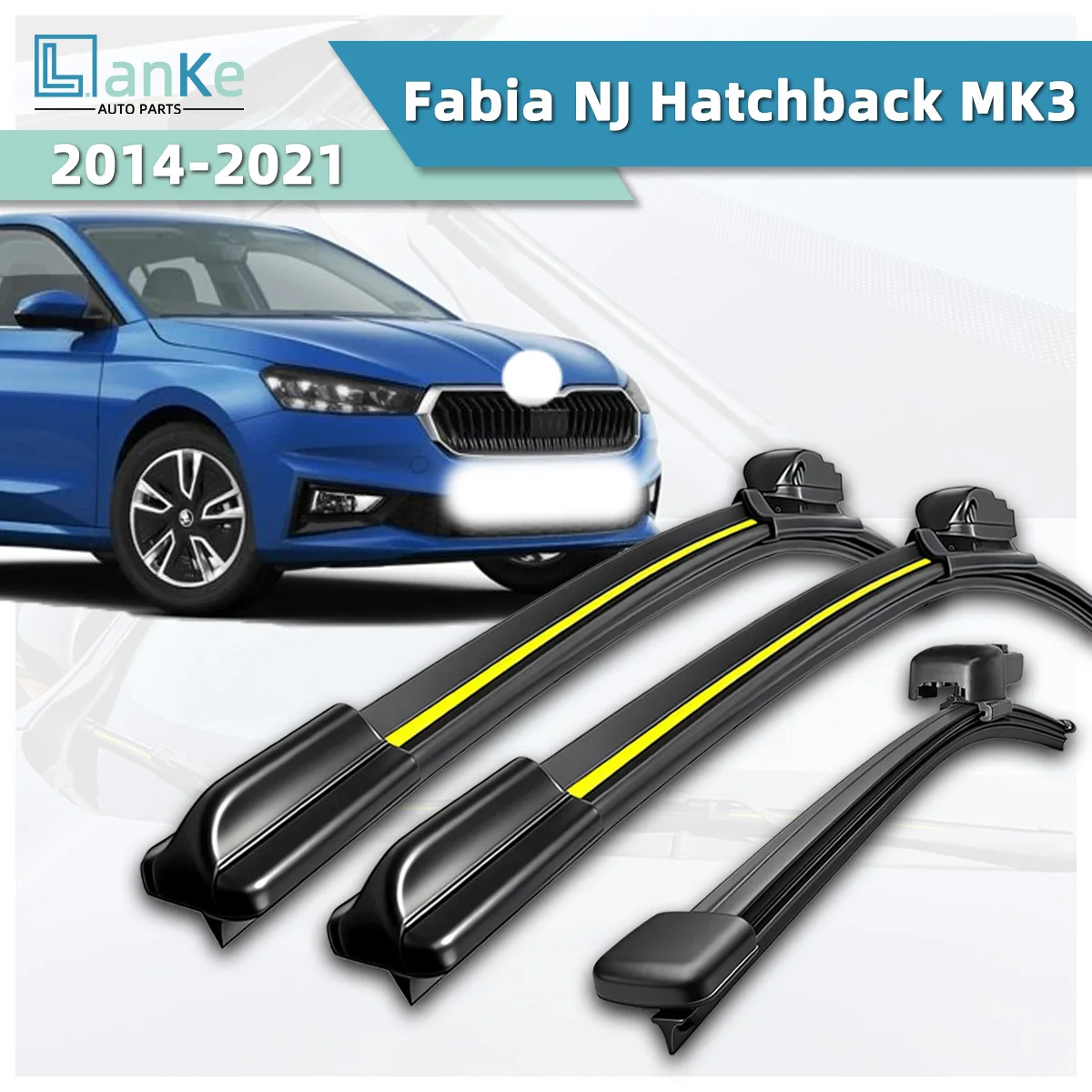 

Lanke Wiper Fit For Skoda Fabia NJ Hatchback MK3 (2014-2021) Natural Rubber Strip Boneless Silence Car Windshield Wiper Blade