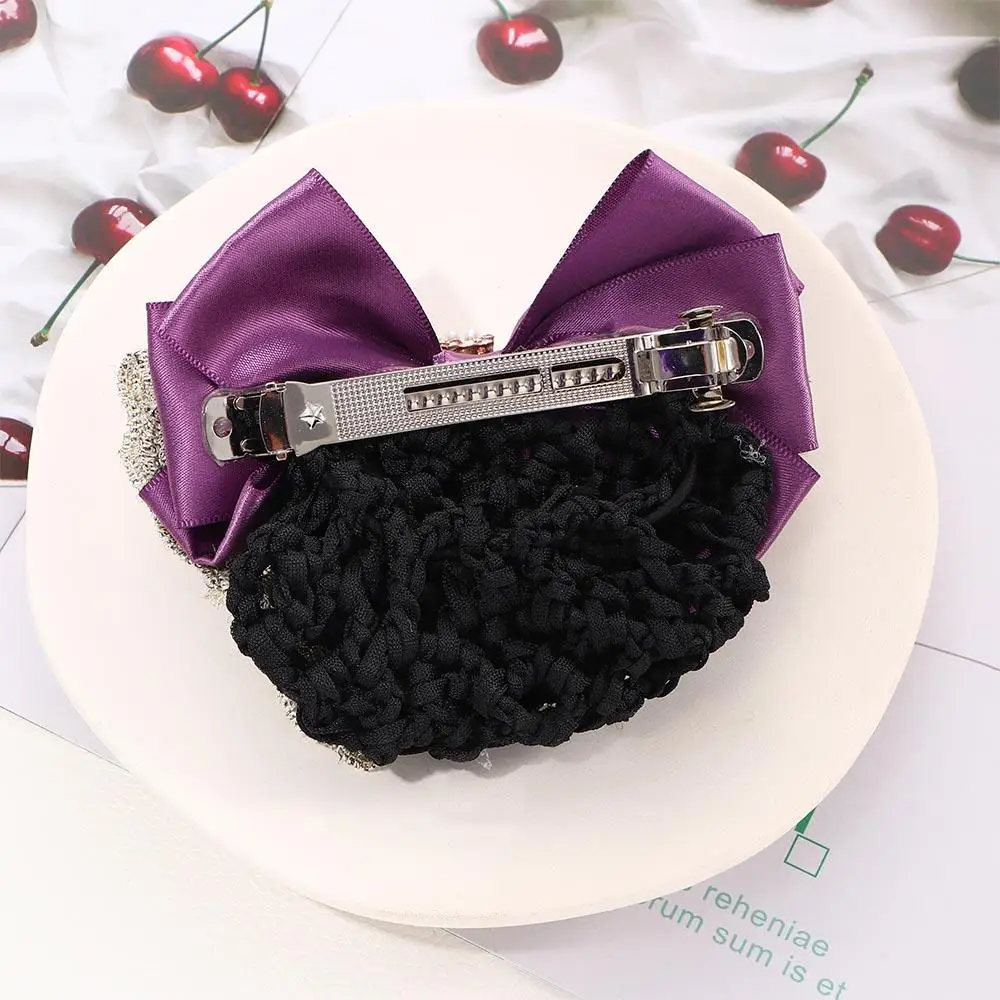 

Snood Ladies Flight Attendant Barrette Hair Accessories Professional Lady Hair Clip Hairgrips Lace Bow Bow Hair Net