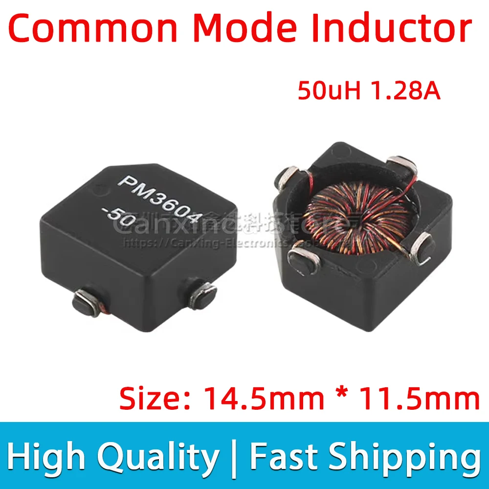 

5pcs PM3604-50 Common Mode Choke Coupled Inductor Inductance 50uH 1.28A Filter 1:1 Transformer Magnetic Ring PM3604-50-RC