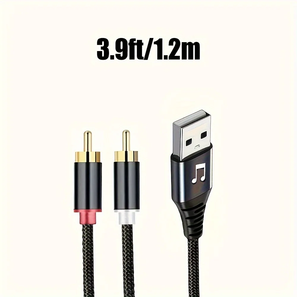 USB to 2RCA Male AV Cable Lead Suitable For 1.2 Meters Of TV Computer Audio Connection Cable