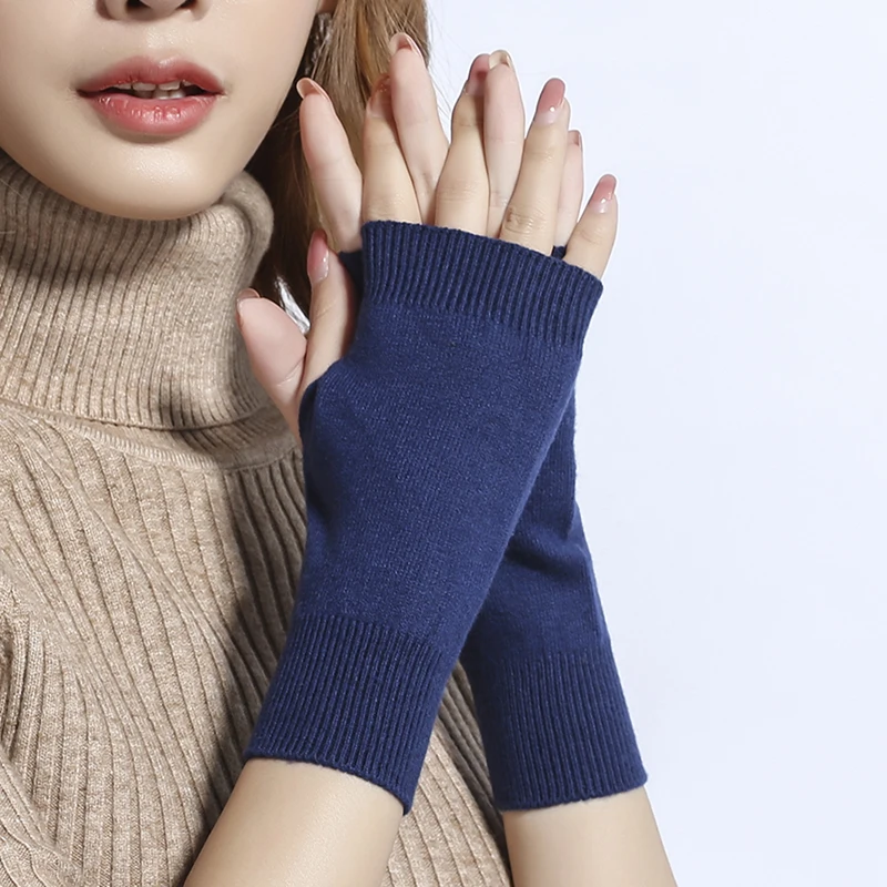 Women Knitted Fingerless Wool Glove Winter Warm Cashmere Stretch Half-Finger Mitten Cosplay Short Cashmere Gloves For Female