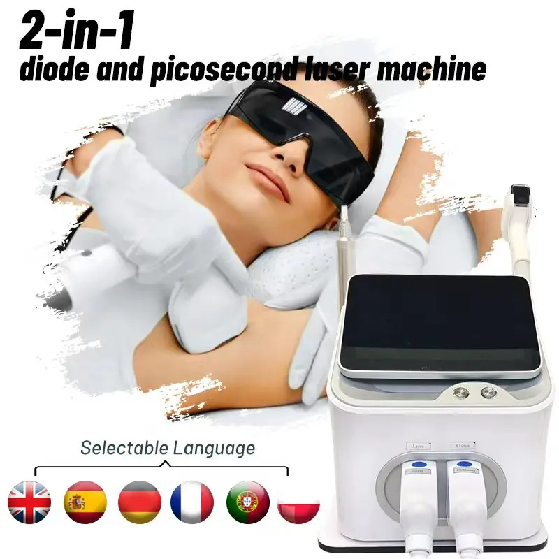 Mesin Penghilang Rambut Laser Nd Yag Dioda 808nm 2-In-1 Peralatan Salon Kecantikan Penjualan Terlaris Alat Penghilang Rambut Profesional