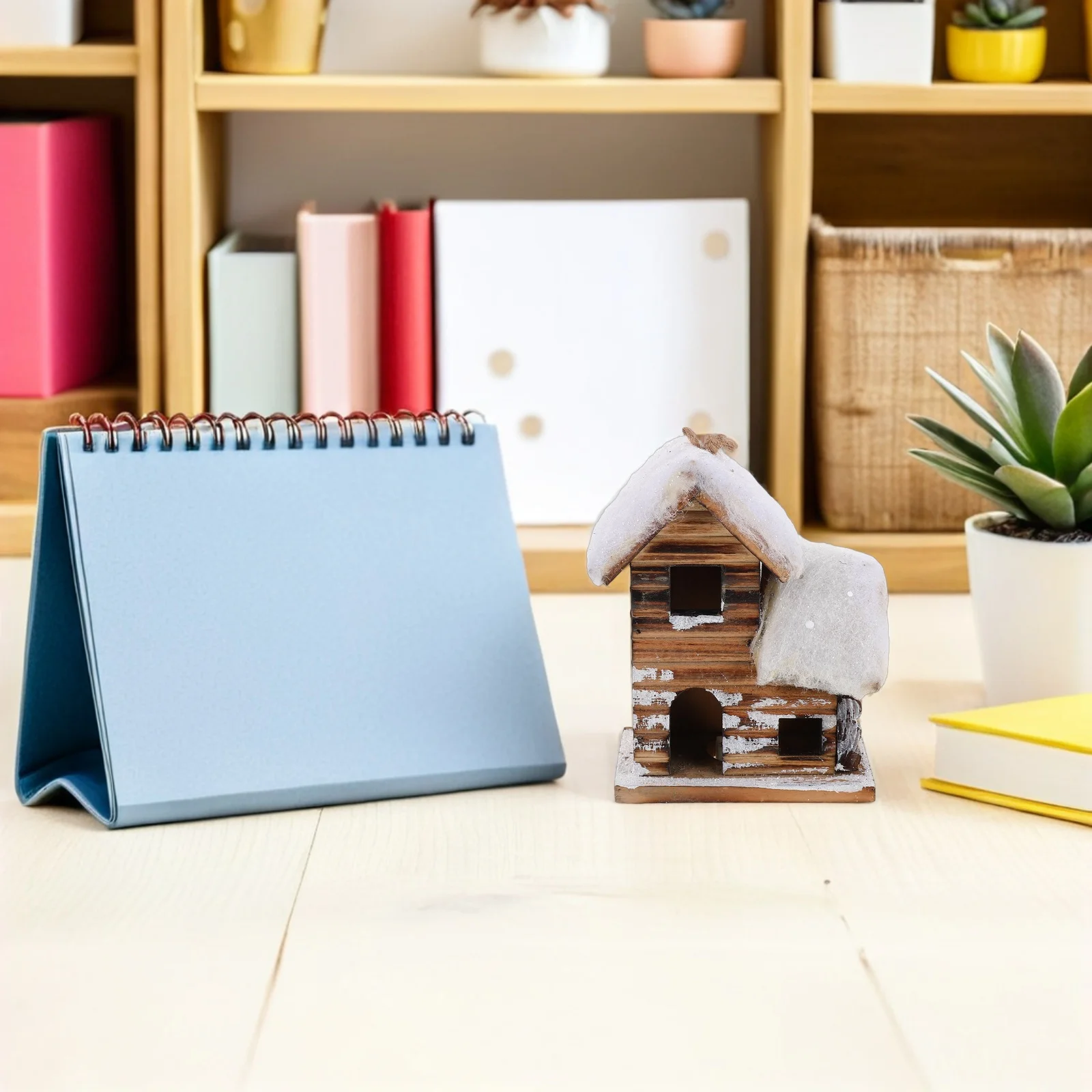 

Mini Christmas Houses 4X4" Led Lighted Wooden Village Snowy Decor For Table Centerpiece Tree Ornament Rustic Holiday