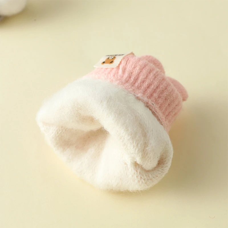 قفازات مريحة للأطفال بطبقة مزدوجة لتدفئة اليد للخريف/الشتاء زوج واحد للأطفال الرضع Y55B
