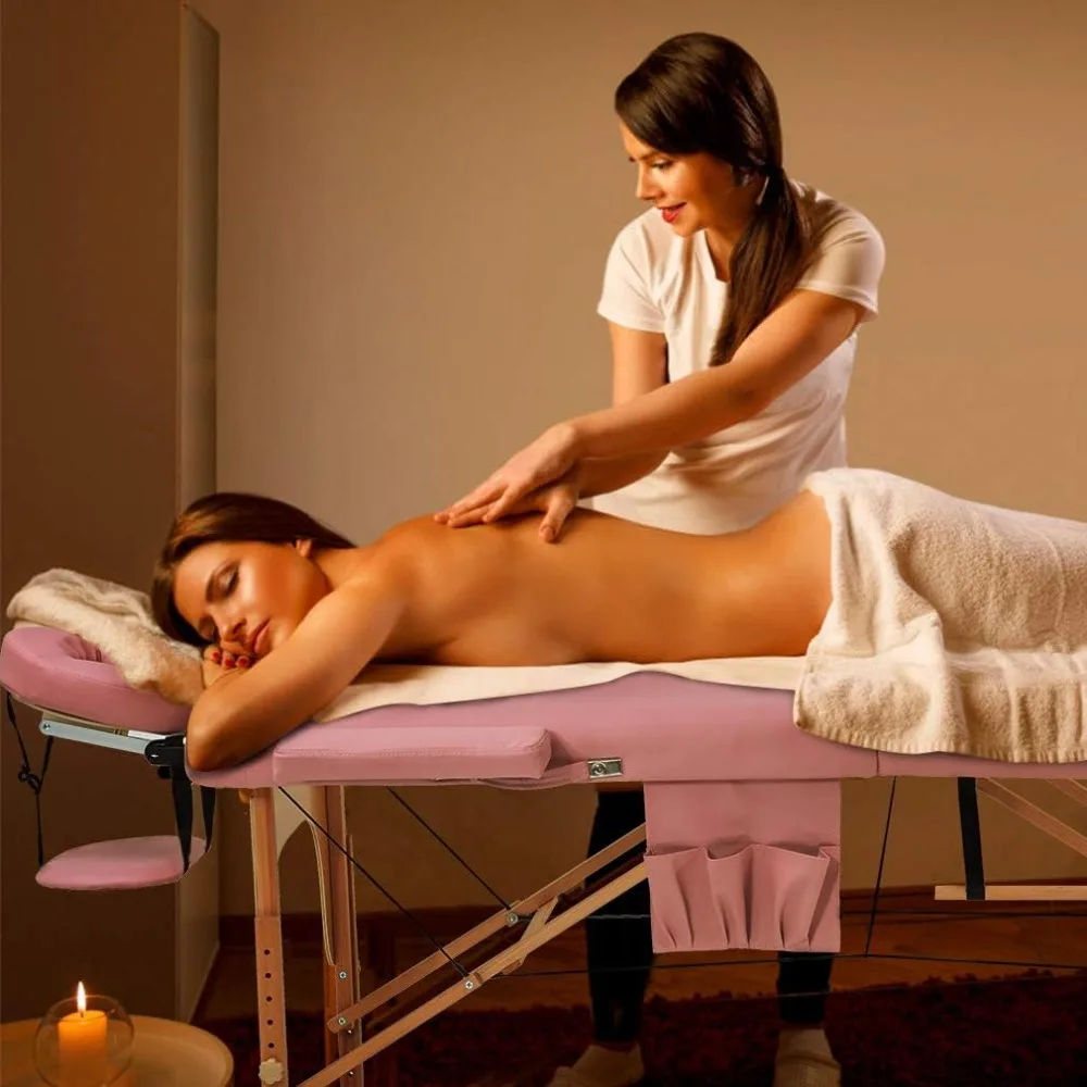 

Portable Massage Table, 28 Inches Wide, Height Adjustable, Foldable, Made of PU Leather