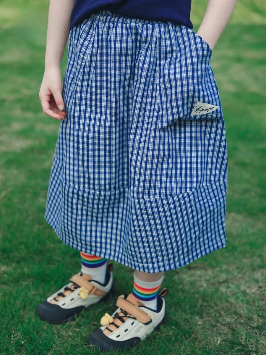 

Lightweight Soft Plaid Half Skirt for Girls Spring Summer Outdoor Breathable Cotton Blend Midi Skirt Baby Girl's Clothing