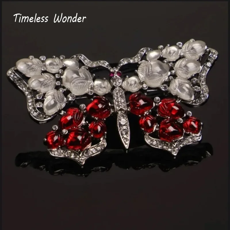 Timeless Wonder Fancy Zircon Crystal Butterfly Brooch Pins for Women Designer Jewelry Runway Top Luxury Cute Rare Sweet 6523