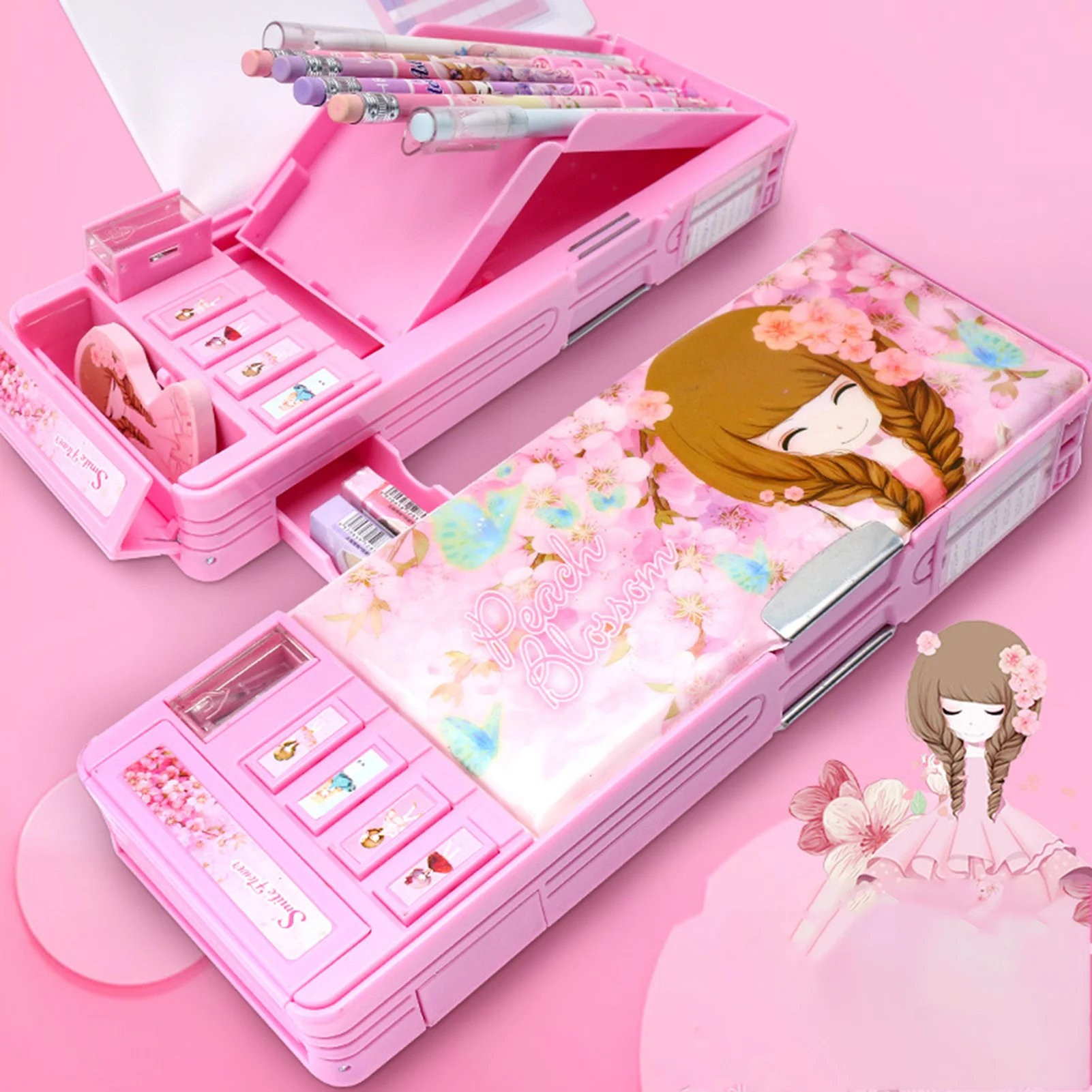 Imagem -05 - Estojos de Lápis Multifunções Kawaii Material de Escritório para Menina de Volta à Escola Cute Pen Box Bolsa de Armazenamento Japonês e Coreano