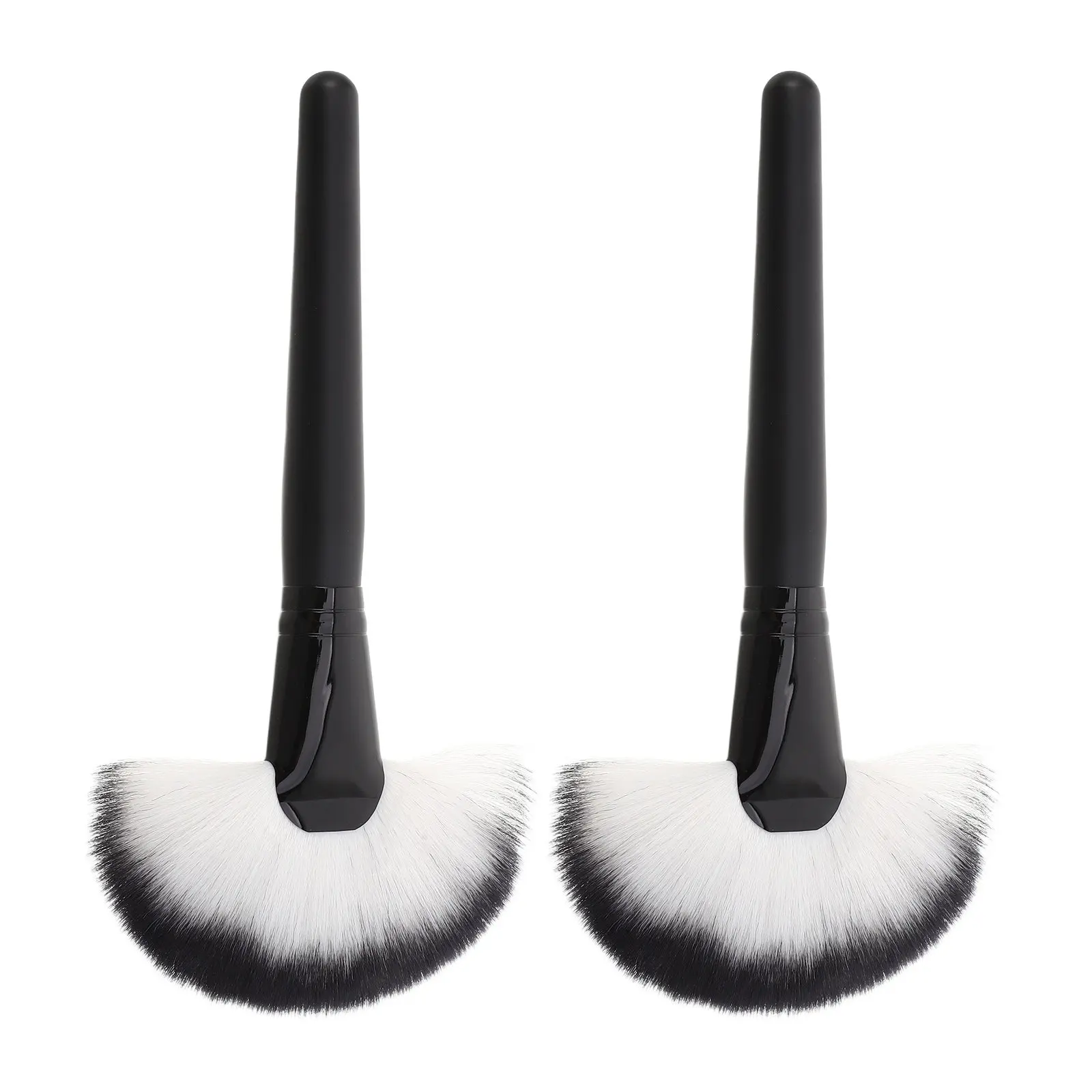 2Pcs Fan Makeup Brush Set Soft Synthetic Bristles for Blush Highlight Concealer Face Cosmetics Tools Portable for Women