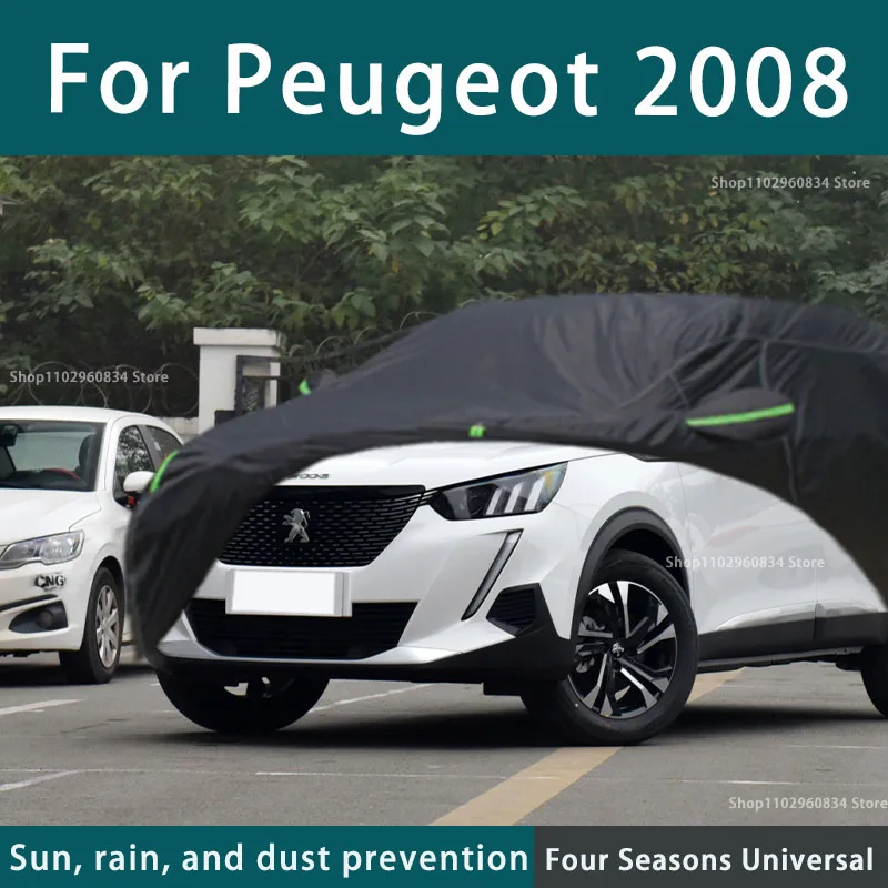 

For Peugeot 2008 Full Car Covers Outdoor Uv Sun Protection Dust Rain Snow Protective Anti-hail Car Cover Auto Black Cover