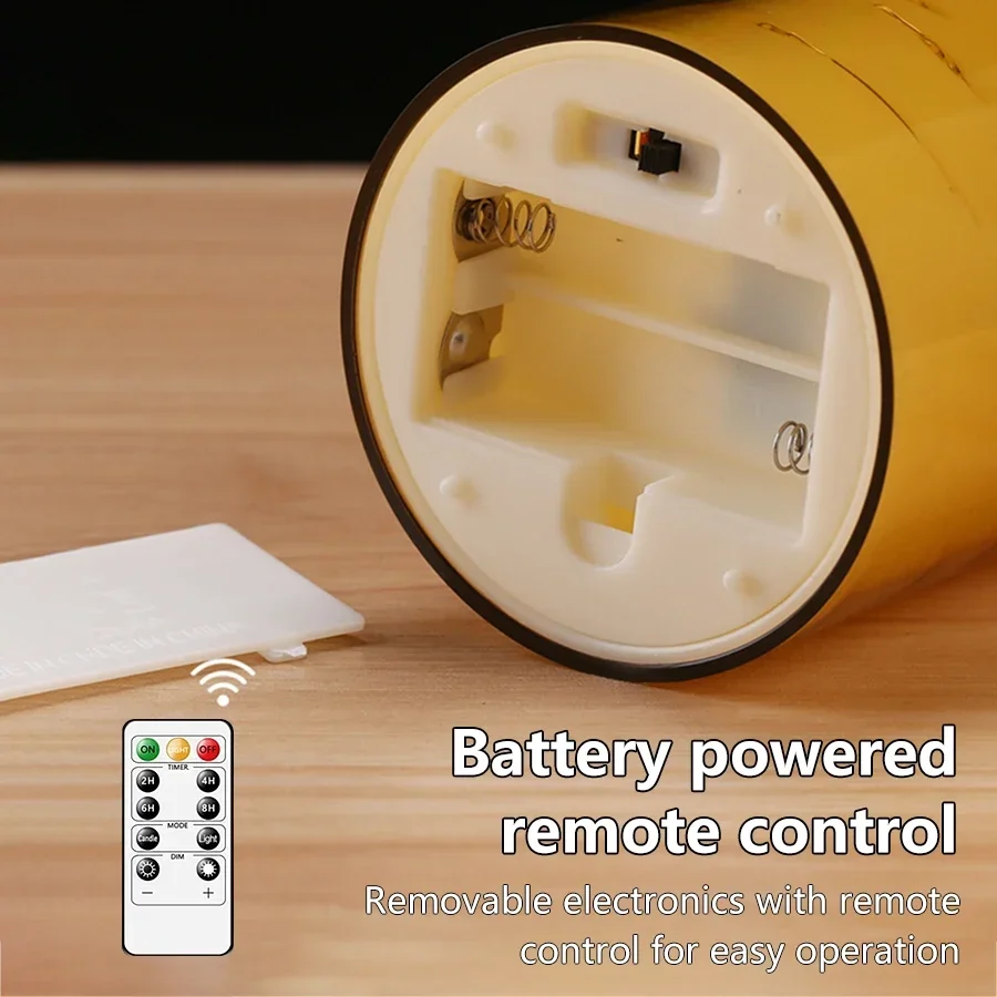 شموع LED عديمة اللهب مع سلسلة نجمة مدمجة تعمل بالبطارية، ضوء شمعة عمود وامض مع جهاز تحكم عن بعد ومؤقت لديكور المنزل
