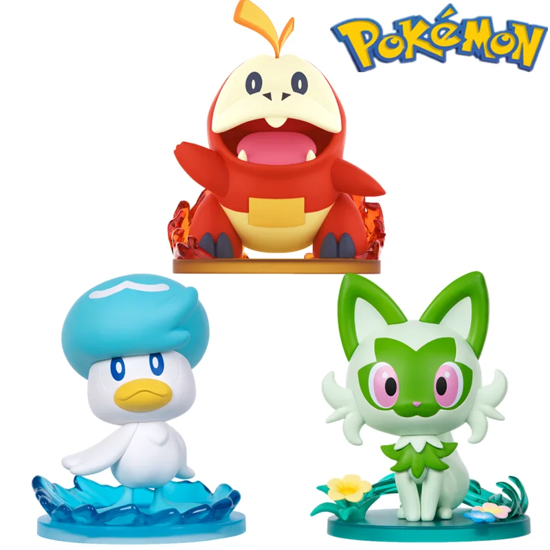 

Pokemon Sprigatito model Fuecoco Quaxly figure original partner series Japanese game peripherals Kawaii children's toy ornaments