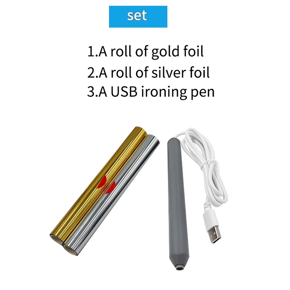 USB Powered Hot Foil Stamping Pen with 4 Changeable Tips for Decorative Foil Elements on Paper Fabric and Leather