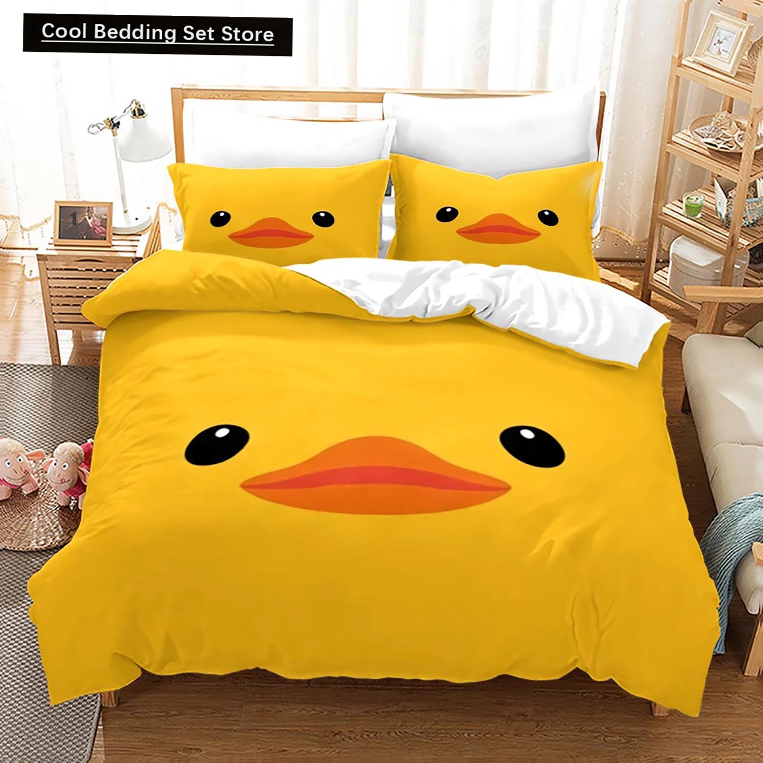 

Yellow duck Bedding Set Single Twin Full Queen King Size Little duck Bed Set Aldult Kid Bedroom Duvetcover Sets 3D Print 015