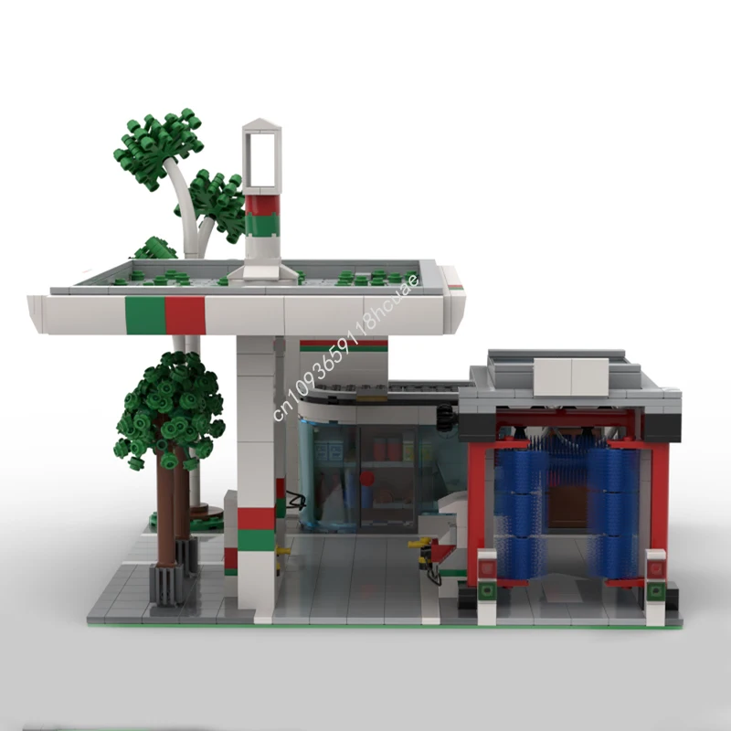 

1294pcs MOC Gas Station City Model Building blocks DIY Birthday Toys Kids Assemble idea Education Christmas gifts