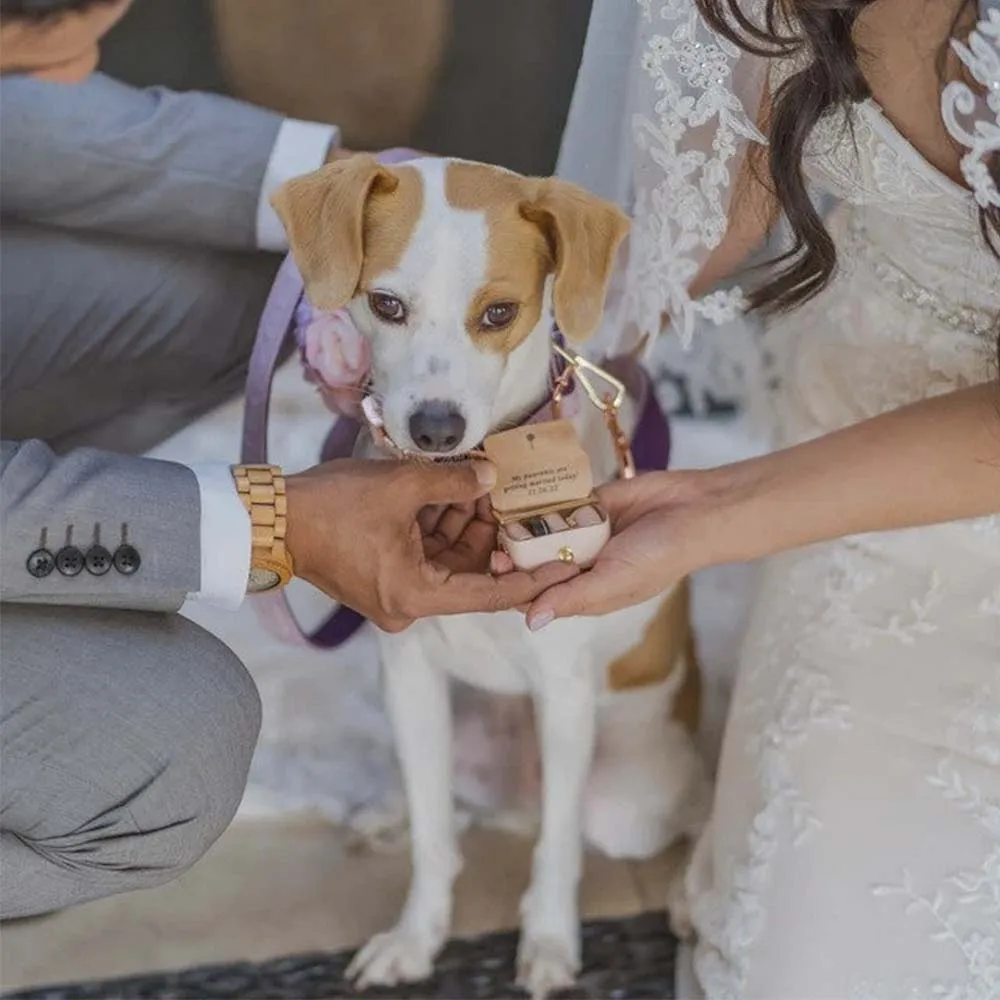 Personalised Wedding Leather Ring Box For Proposing Dog Collar Ring Box Engagement Wedding Ring Box Storage