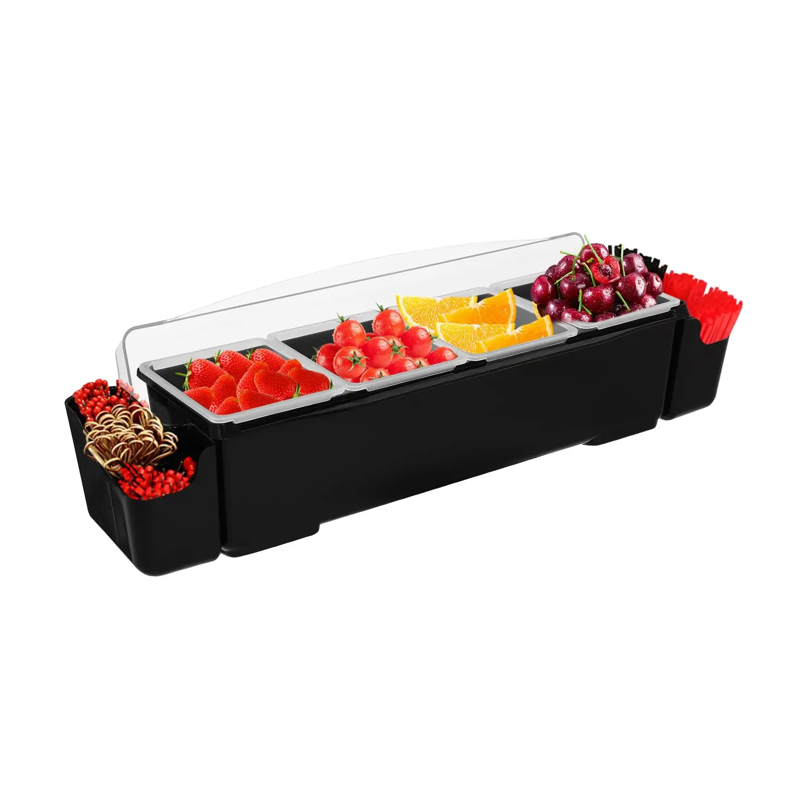 Organizador removível de frutas, dispensador de condimentos, para restaurante, suprimentos, recipiente de servir condimentos refrigerado a gelo com flip-t