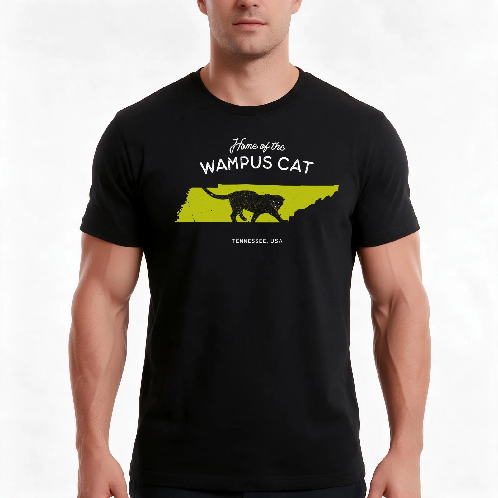 Home of the Wampus Cat, Tennesee Home State Cryptids Collection T-Shirt, Summer Casual Cotton Tee, Oversized Streetwear Tops