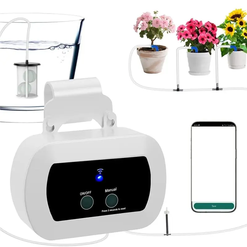 

ABKP-Wifi Smart Plant Watering System USB Rechargeable Battery, Indoor Drip Irrigation Kit For Up To 10 Plants, App Controlled