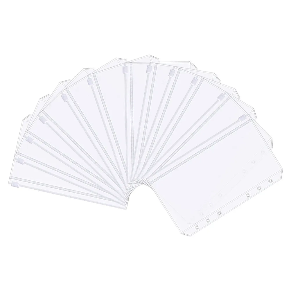 12 قطعة من أكياس أوراق الشجر السائبة، أكياس بسحاب PVC شفافة، منظم حفظ المستندات خفيف الوزن لثقب 6 فتحات
