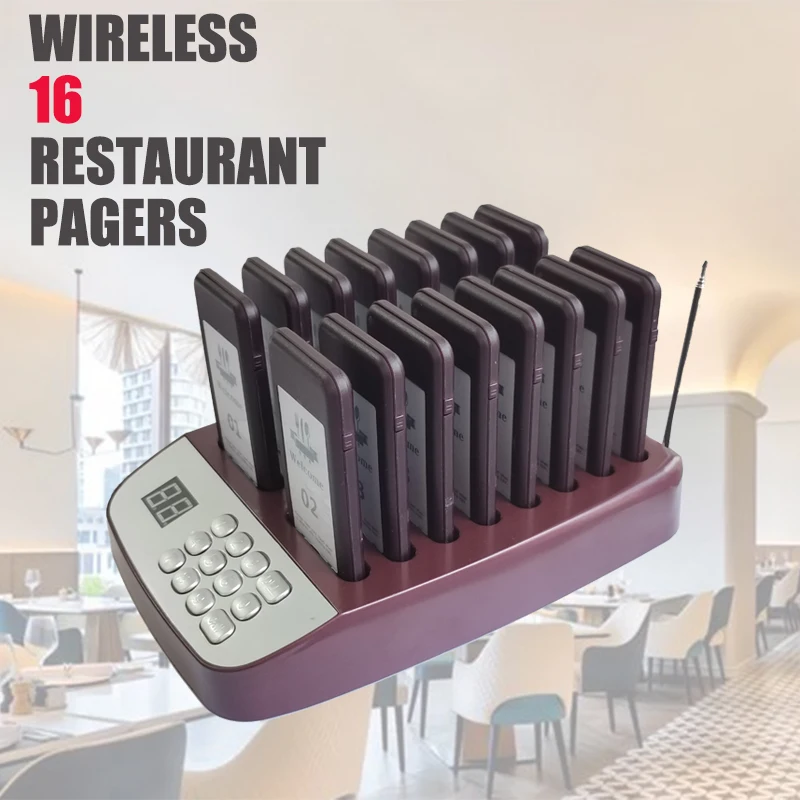 Restaurant Buzzer Pager Wireless Paging Guest Calling System for Cafe Dessert Shop Church Food Truck/Court 315 MHz stable signal