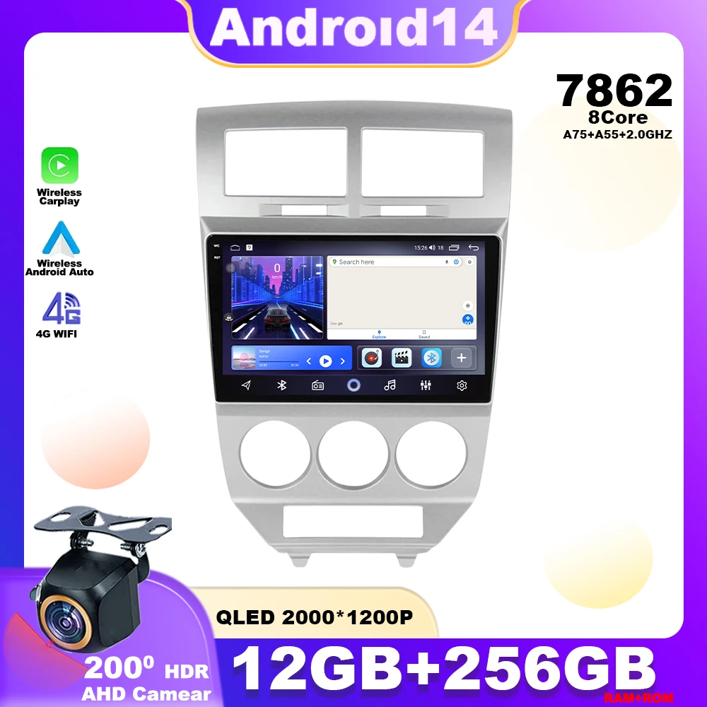 

Android 14 For Dodge Caliber 2007 - 2010 Car Radio Multimedia Player Stereo Navigation GPS 4G Wireless Carplay Auto WIFI