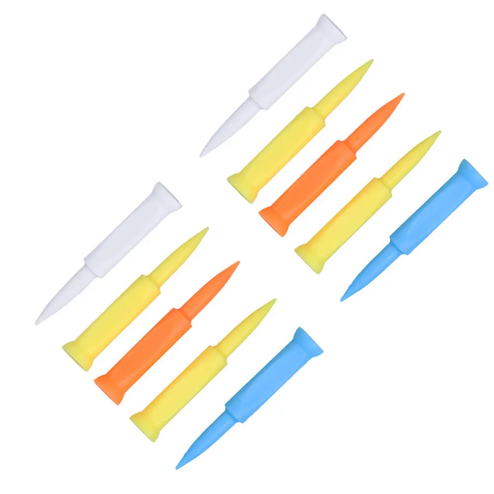 10 قطع من تي شيرتات الجولف بألوان زاهية من البلاستيك المتين ملحقات جولف طويلة الأمد أداة تدريب مستلزمات الجولف خفيفة الوزن