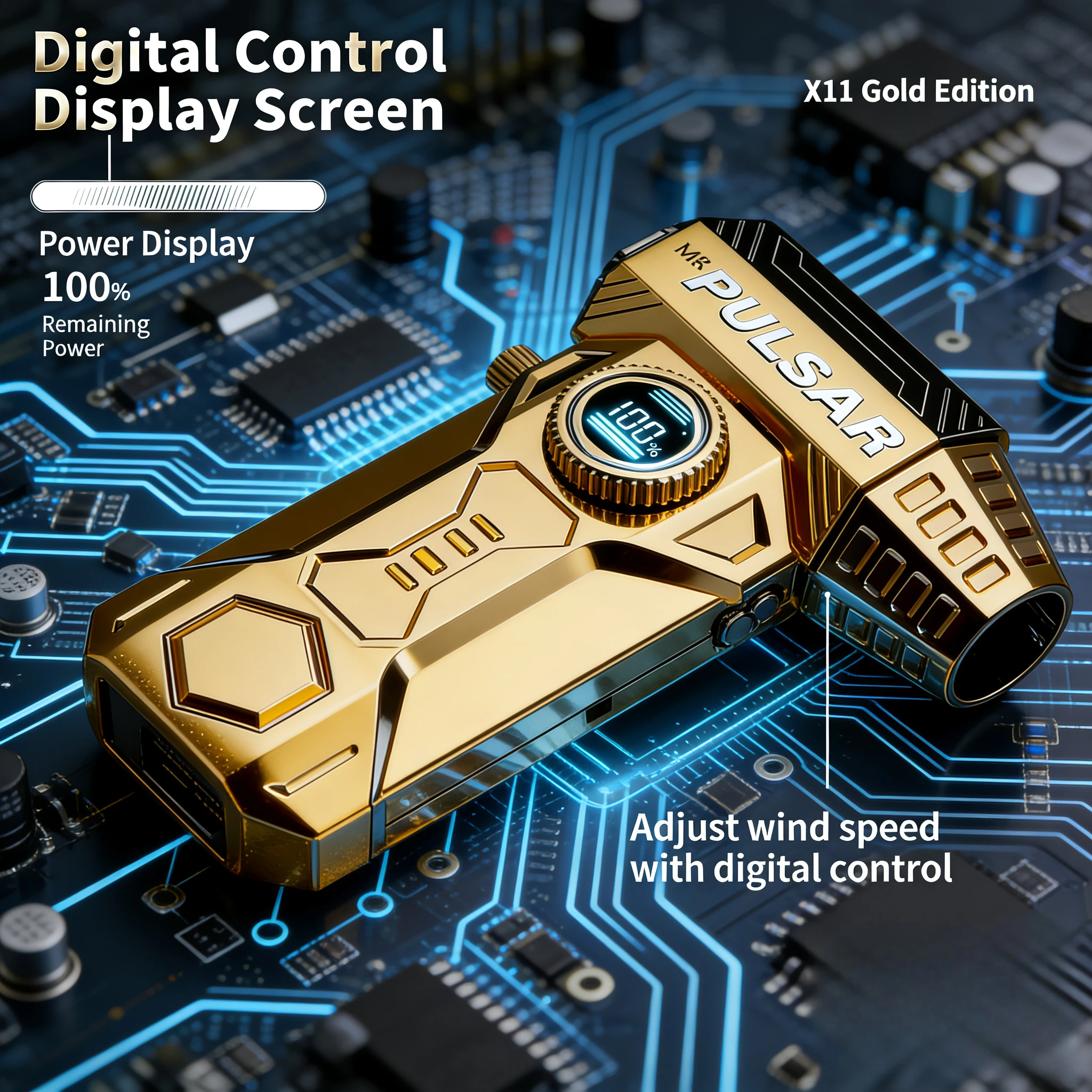 

Gold Turbo Jet Blower 990000RPM High Power Air Blower Brushless Motor Turbo Fan Wind Speed 75m/s 10000mAh Violent Air Blower