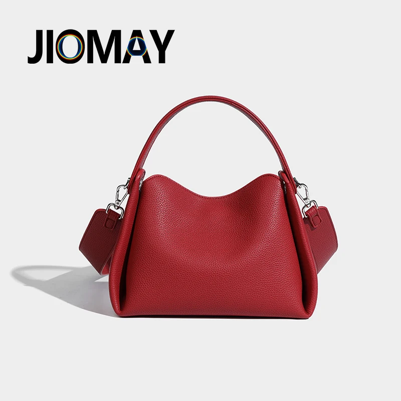 JIOMAY Vintage Solid Color Tote Bags For Women Luxury Designer Handbags High Quality PU Leather Purse Brand Fashion ​Makeup Bag