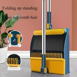 Household folding broom broom dustpan set Soft brush whisk broom strip non-stick hair sweeping cleaning and scraping