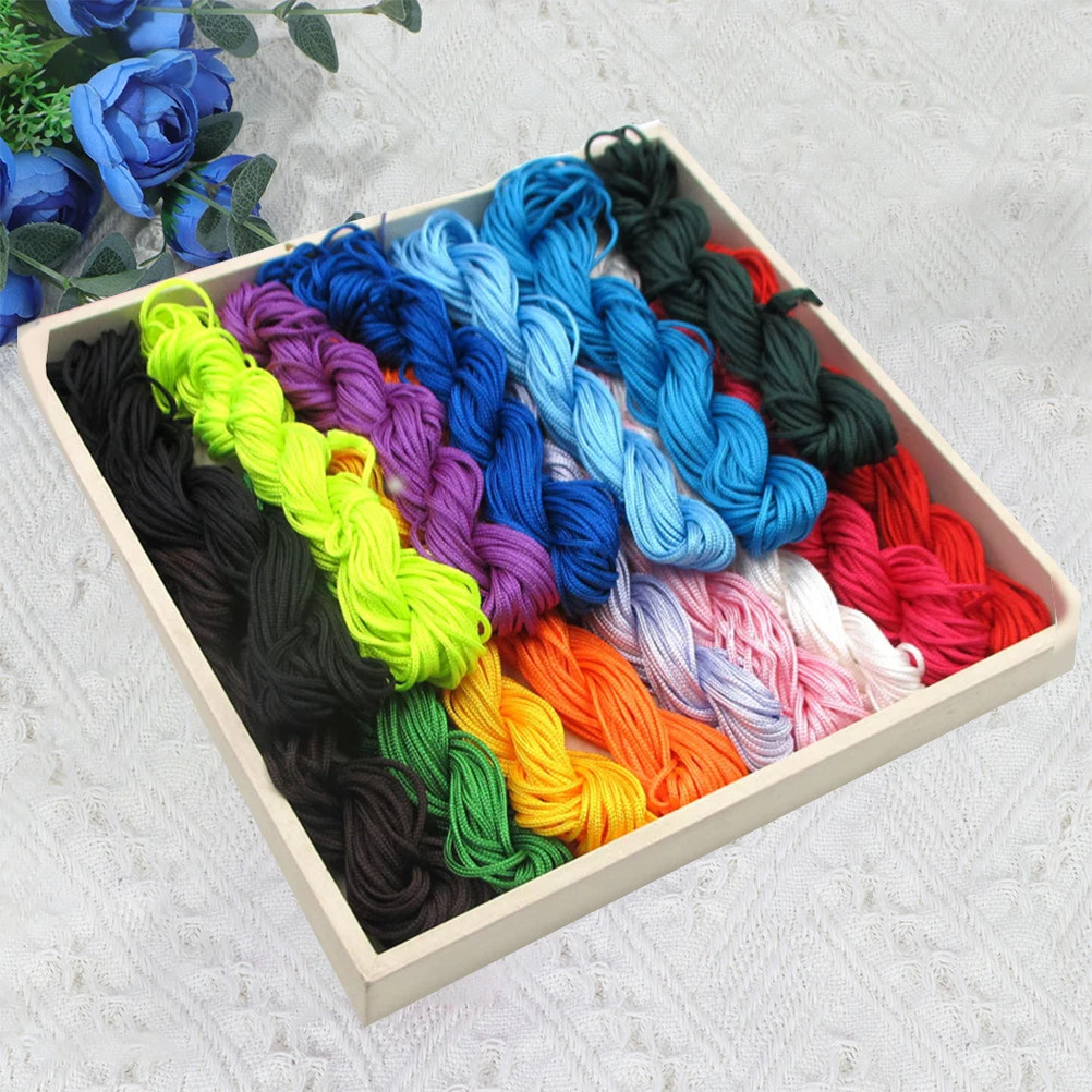 

16pcs Diy Bead String Rope Jewelry Making Supplies Durable Braiding Thread Mixed Color For Necklaces Earrings Hair Accessories