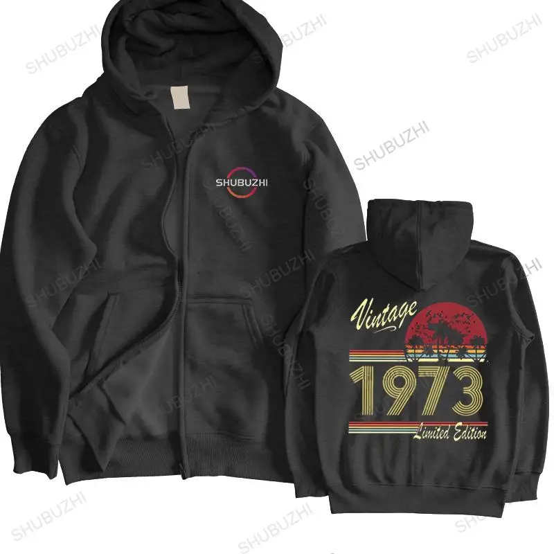 

Birthday 1973 zipper Men Cotton hoody Graphic sweatshirt Tops hooded coat 49 Years Old 48th Birthday Gift pullover Fit Clothing