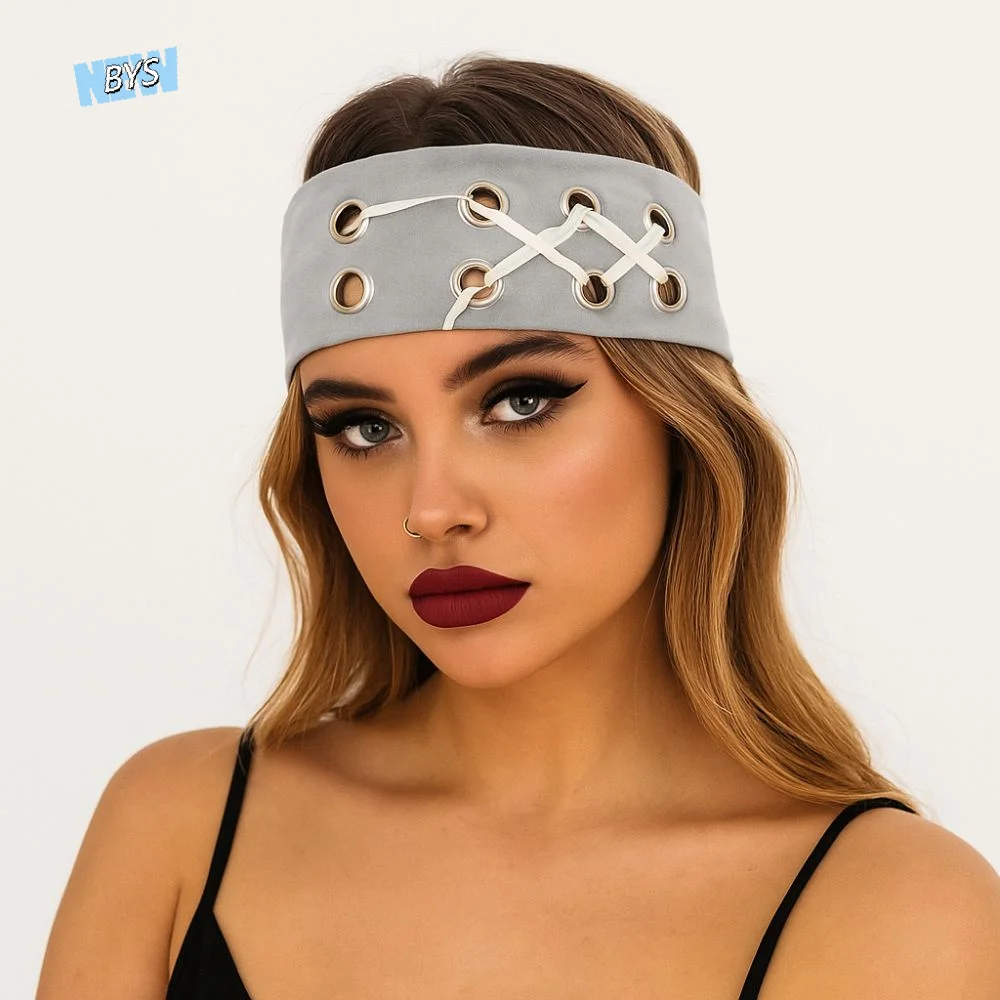 

Hibiscus Butterfly Orchid Knitted Hairband Hollow Out Hip-hop Flower Elastic Headband Wide Side Y2K Rhinestone Chain Headscarf