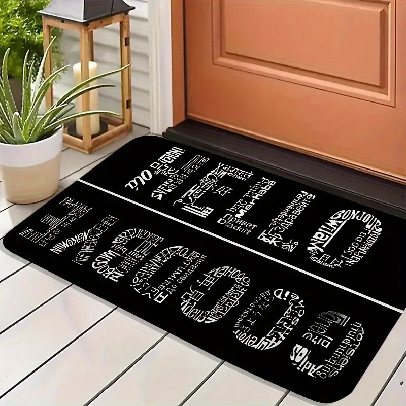 Hello Goodbye Non-slip Bedroom Living Room Flannel Carpet Soft Home Welcome Mat Nordic Funny Word Pattern Porch Door 40x60cm