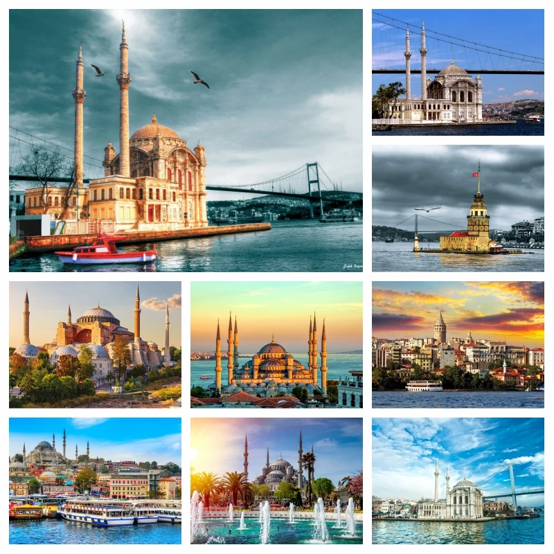 Tuekey Scenery Hagia Sophia And Sultan Ahmed Mosque Diamond Art Painting Religion Ortakoy Istanbul Landscape Cross Stitch Decor