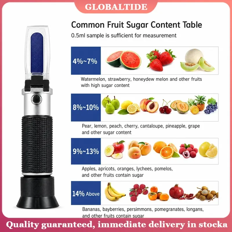 Digital Fruit Sweetness Tester Sugar Analyzer Waterproof Refractometer with Display for Brix Measurement Portable Handheld