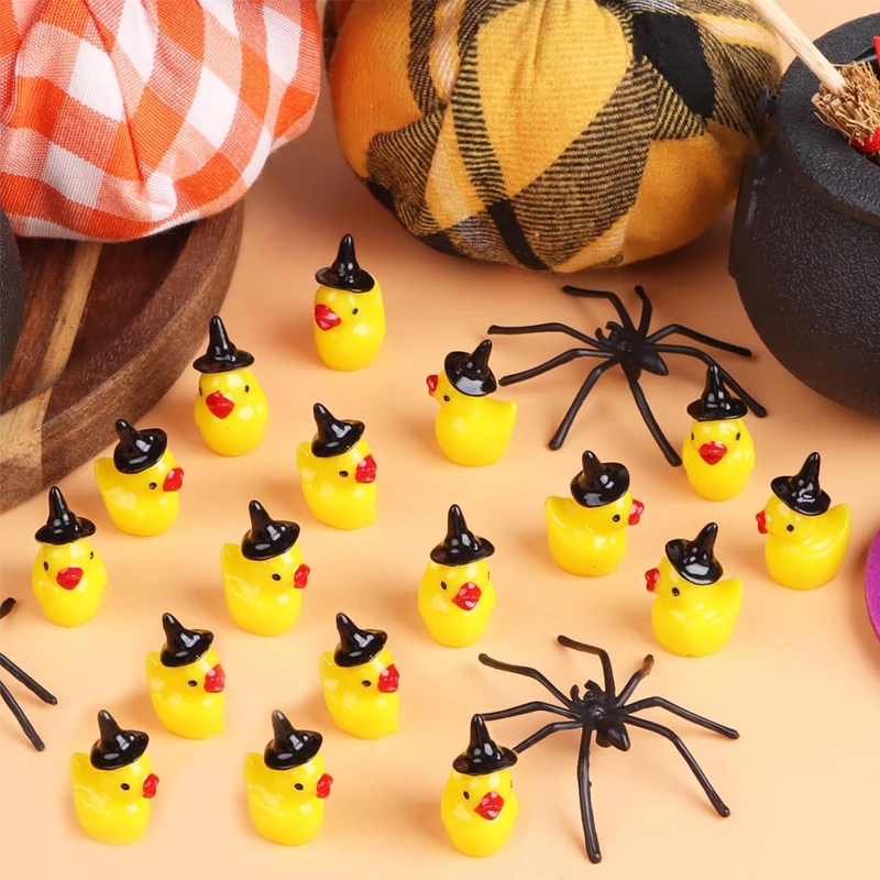 5/10Pcs Mini Resin Witch Duck Miniatures, Cute Animals Figurines for Fairy Garden Micro Moss Landscape DIY Craft Home Decoration