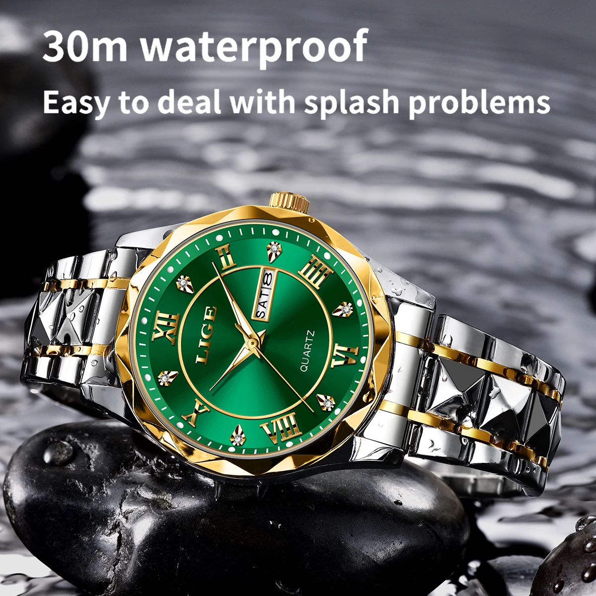 LIGE العلامة التجارية الفاخرة رجل ساعة اليد مقاوم للماء مضيئة تاريخ الأسبوع الرجال الساعات الفولاذ المقاوم للصدأ كوارتز ساعة رجالي للذكور reloj