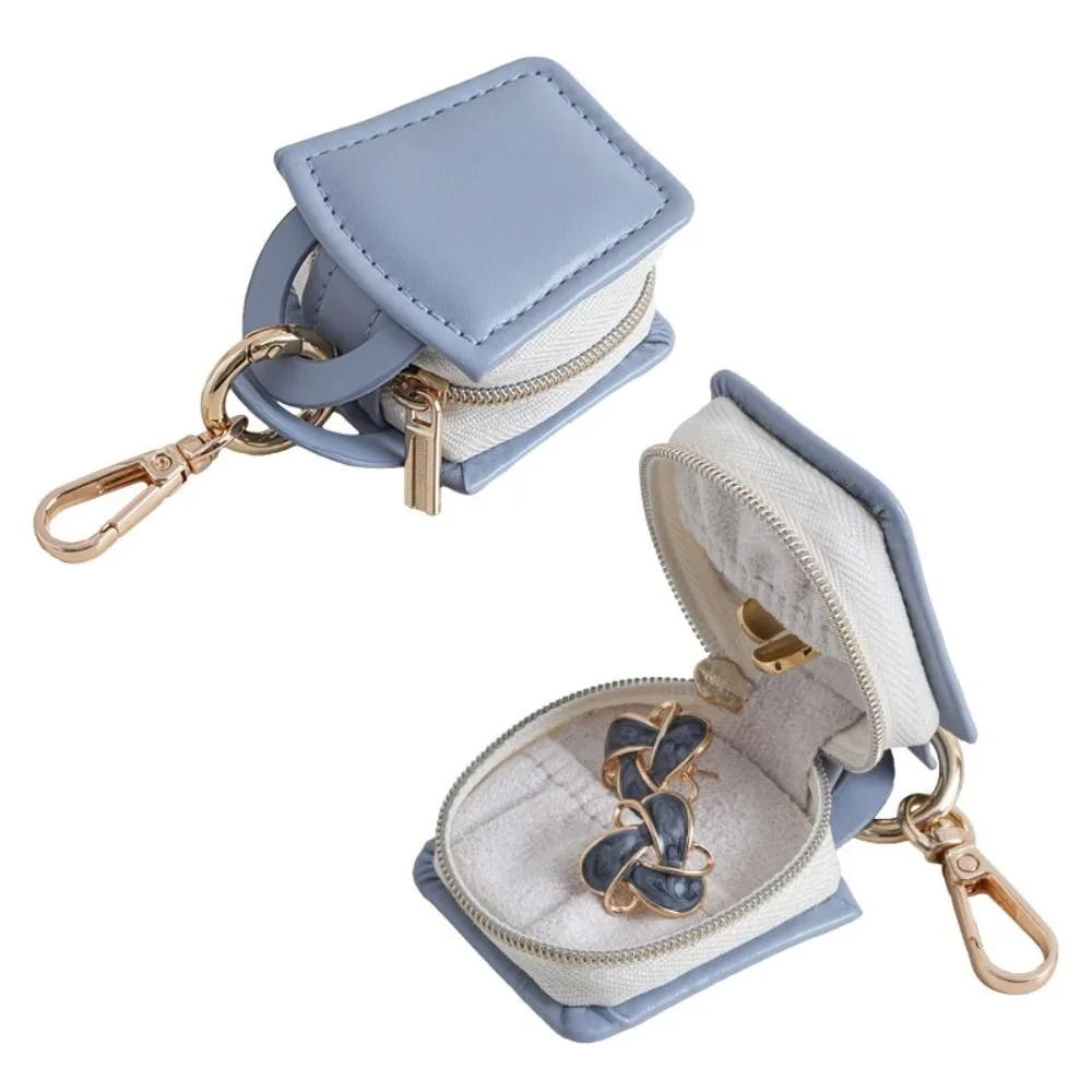 

Mini Jewelry Bag Keychain Necklace Bracelet Pendant Holder Earrings Ring Packing Box Organizer PU Leather Jewelry Storage Case
