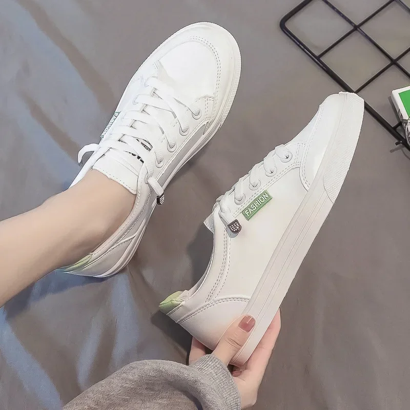 กลางแจ้งเดิน Trainers รองเท้าวิ่งสตรีรองเท้าแฟชั่นฤดูร้อนสีขาว PU หนัง LACE-Up Breathable Jogging รองเท้าผ้าใบลําลอง De Mujer