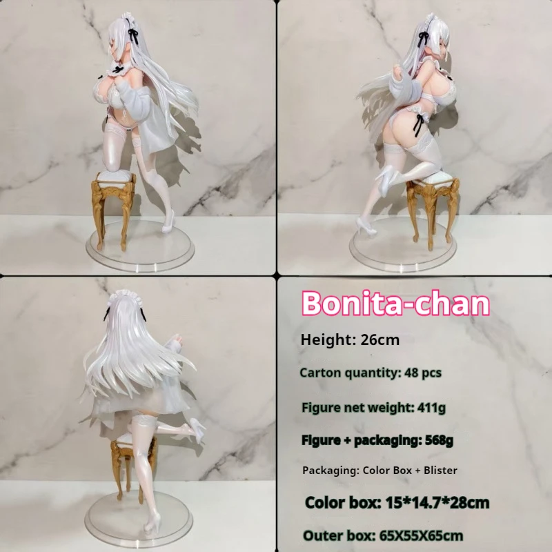 

Мультяшные периферийные фигурки, шасси, украшение для рабочего стола, белый шелк, горничная, соус Bonita, аниме, красота, игры для девочек, подарки