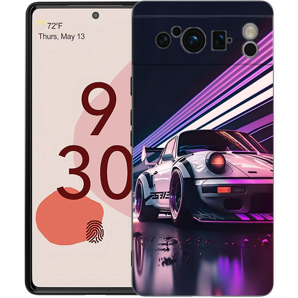 JDMドリフトスポーツカー電話ケースカバー、耐衝撃性シリコンソフトシェル、Google Pixel 8、7、6、7a、6a、pro 5g、9 pro、xl、8 pro、5g