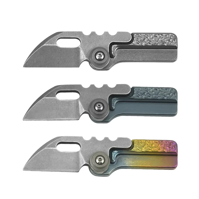 CNC Titanium Alloy Folding Knife S35VN Steel Blade Pendant Pocket Paring Knife Outdoor EDC Self-defense Tool Express Box Knife