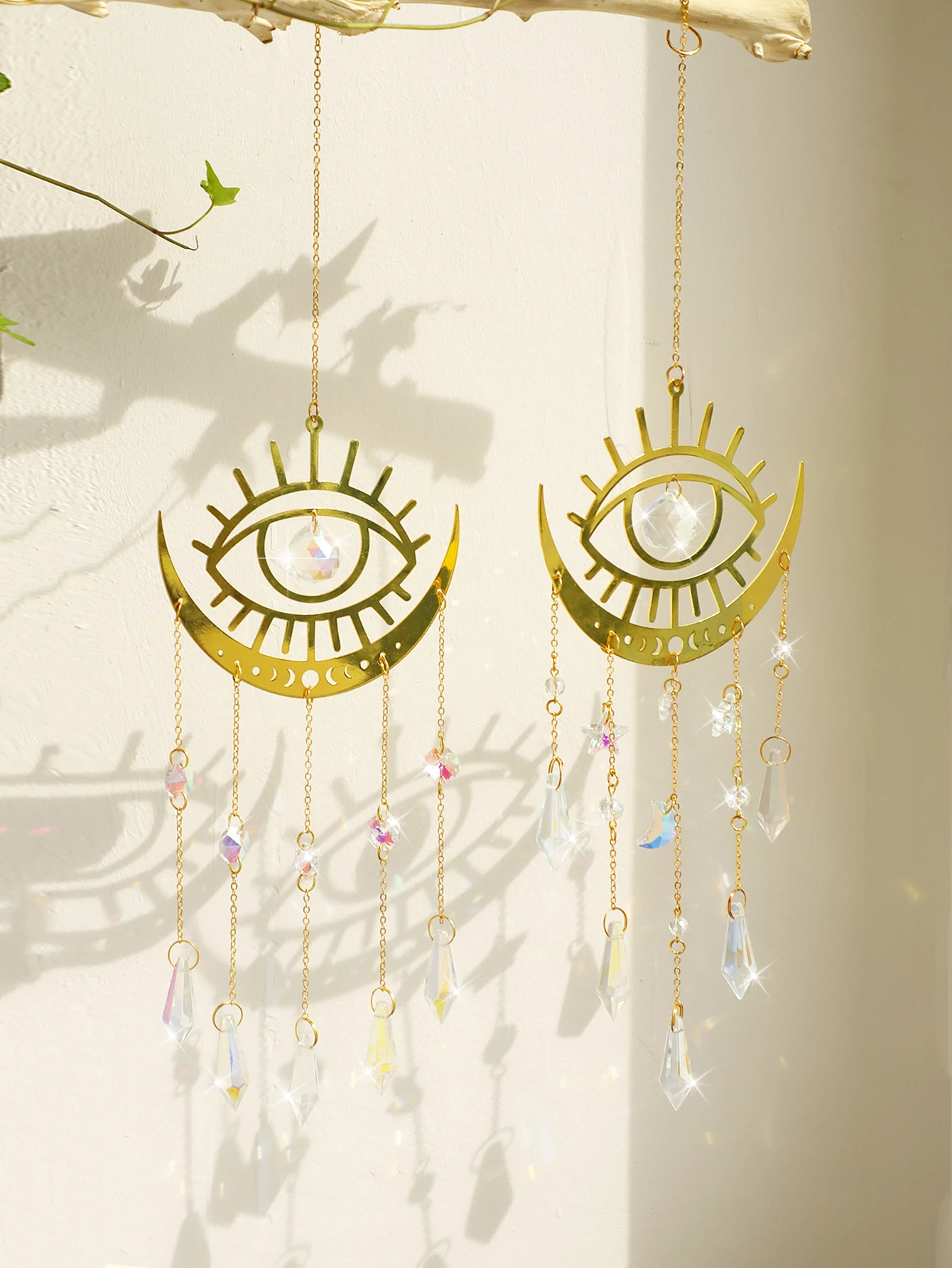 Suncatcher Crystal Evil Eye Sun Rainbow Maker Stained Glass Boho Ornament Window Decor Hanging Prisma Garden Art Home Decoration