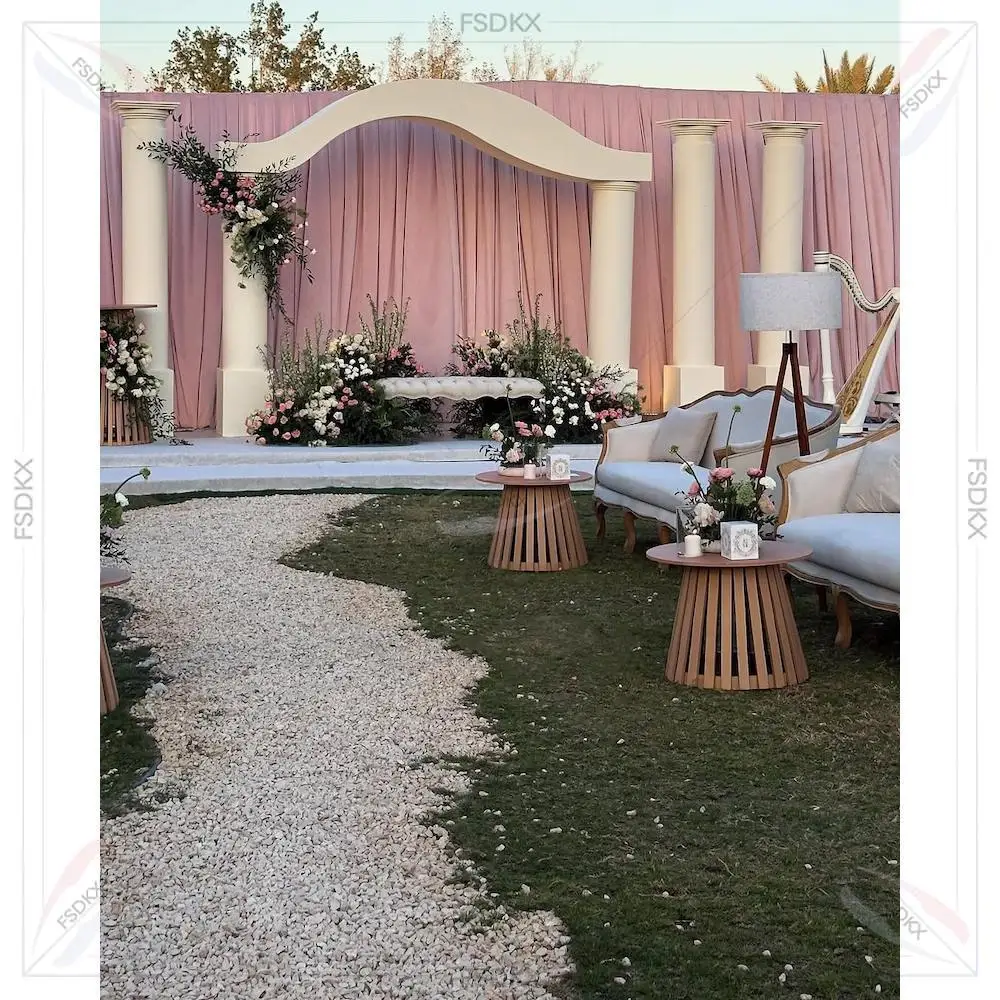 

New Design Wedding Supplies Backdrop Acrylic Arch Stand White LED Light Wedding Stage Backdrop for Wedding Backdrops